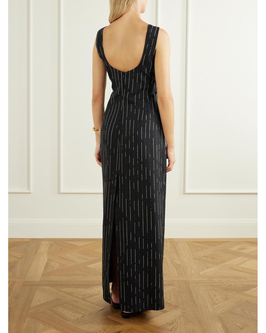 Kallmeyer Blue Isadora Striped Wool Midi Dress