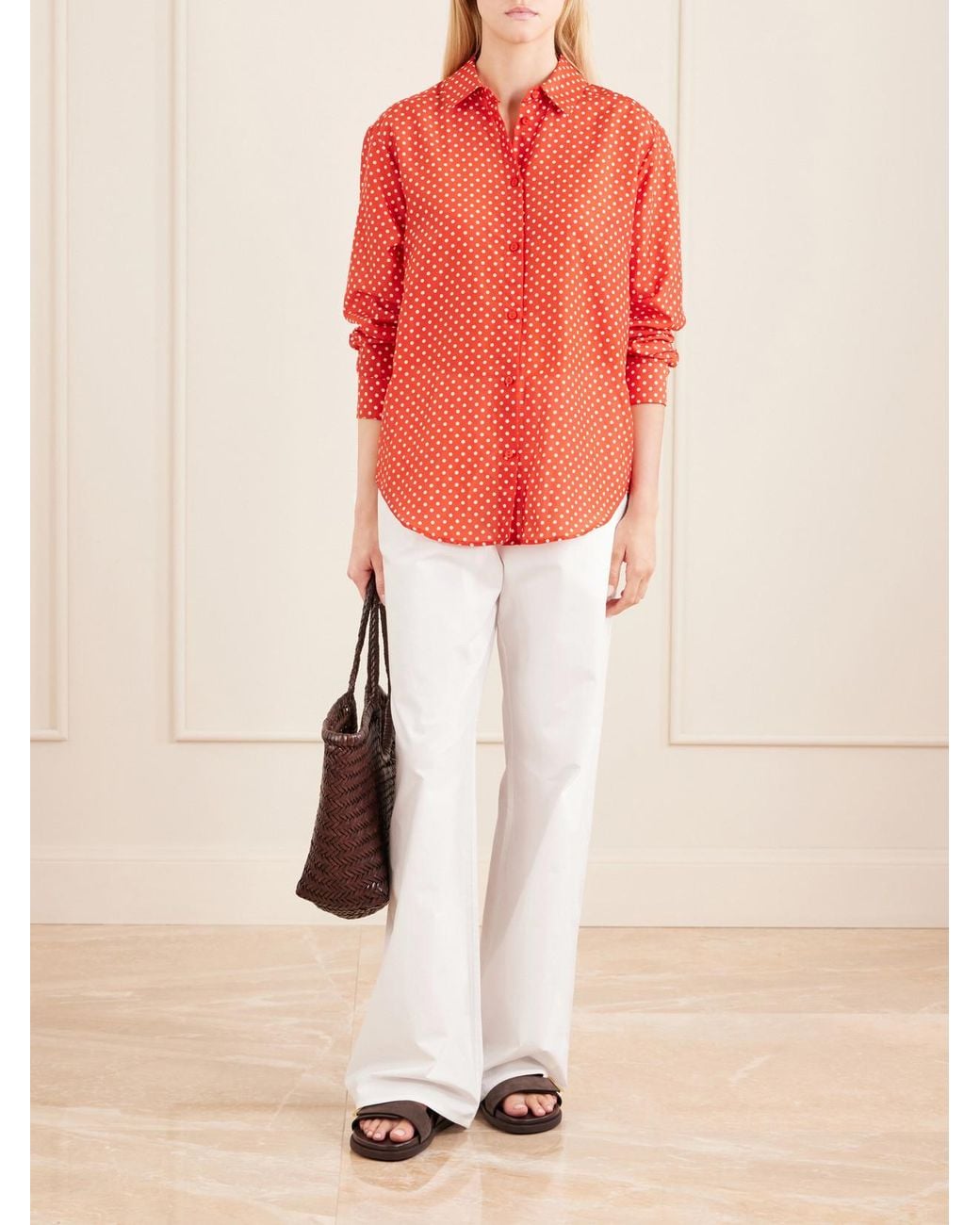 Matteau Pink Polka Dots Organic Cotton Blend Shirt