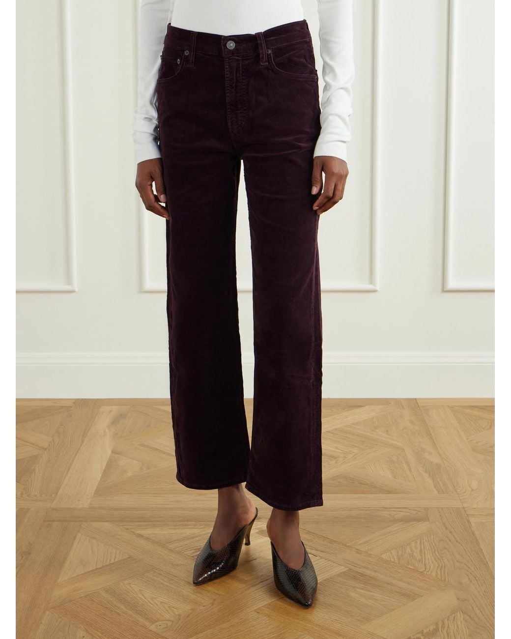 Citizens of Humanity Blue Palma Straight Cotton-Blend Corduroy Straight-Leg Pants