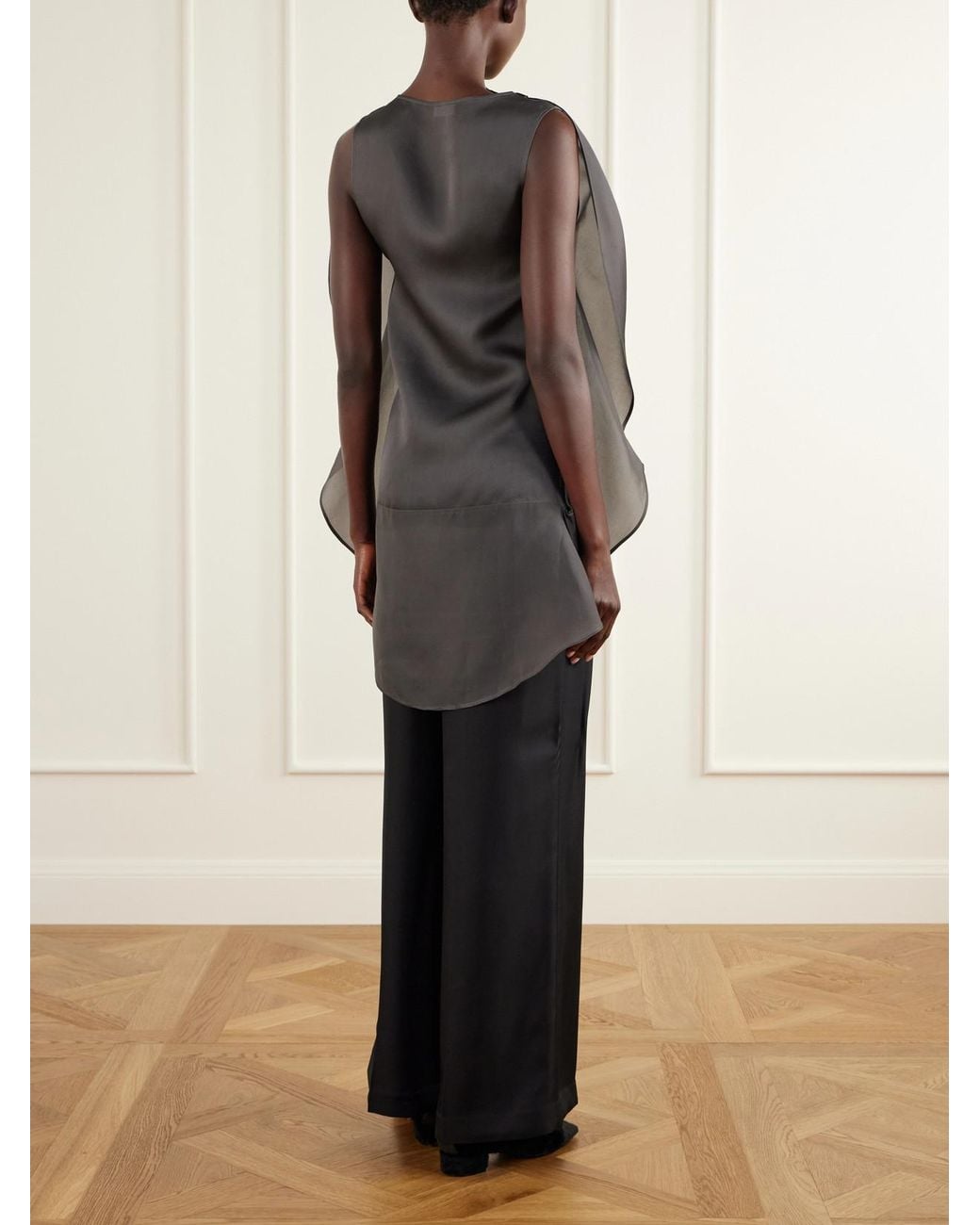 Ruohan Gray Ikra Silk-Organza Blouse