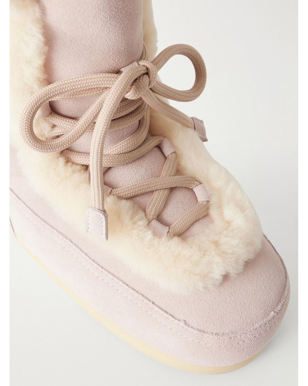 Moon Boot Natural Evx Fairy Shearling-Trimmed Suede Ankle Boots