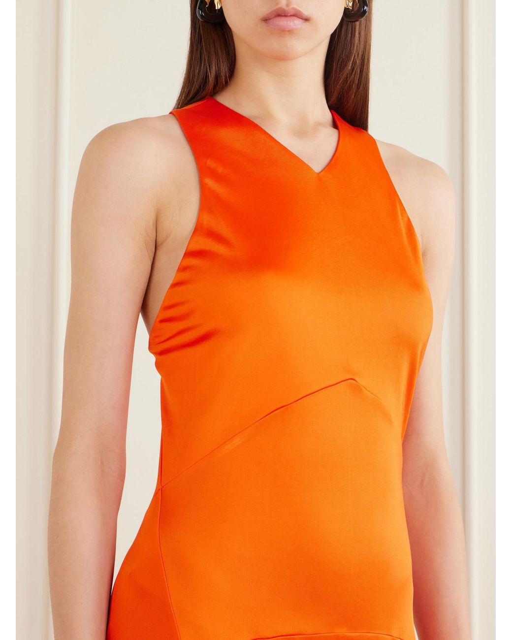 Proenza Schouler Orange Naia Satin-Jersey Maxi Dress