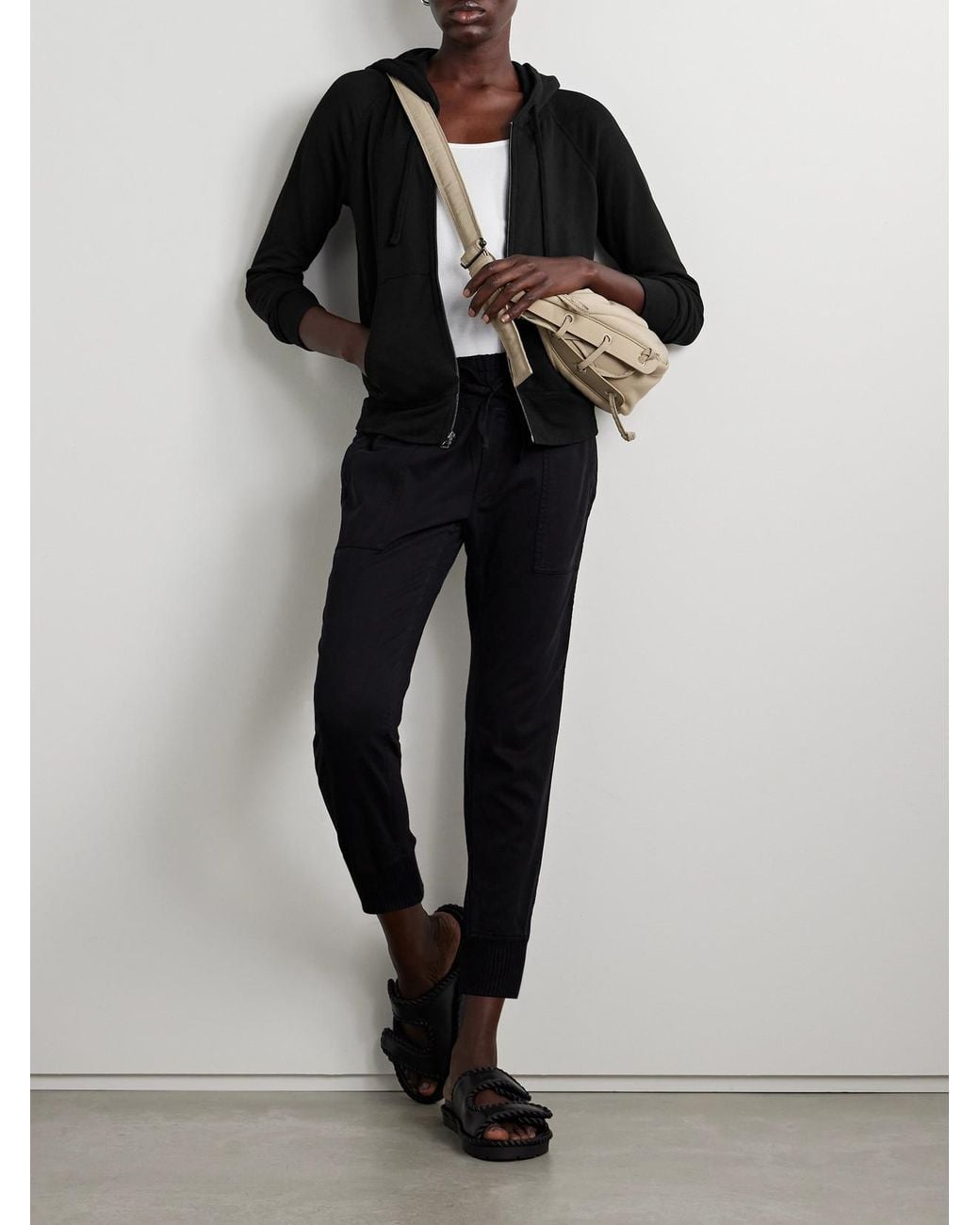 James Perse Black Vintage French Cotton-Terry Hoodie