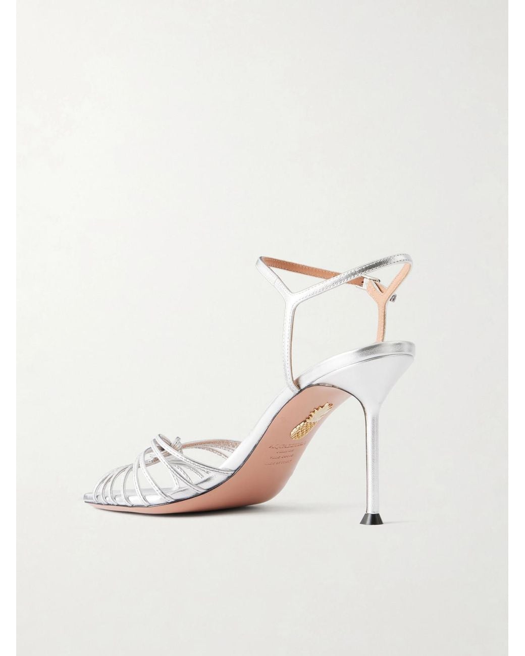 Aquazzura Natural Serenity 85 Knotted Metallic Leather Sandals