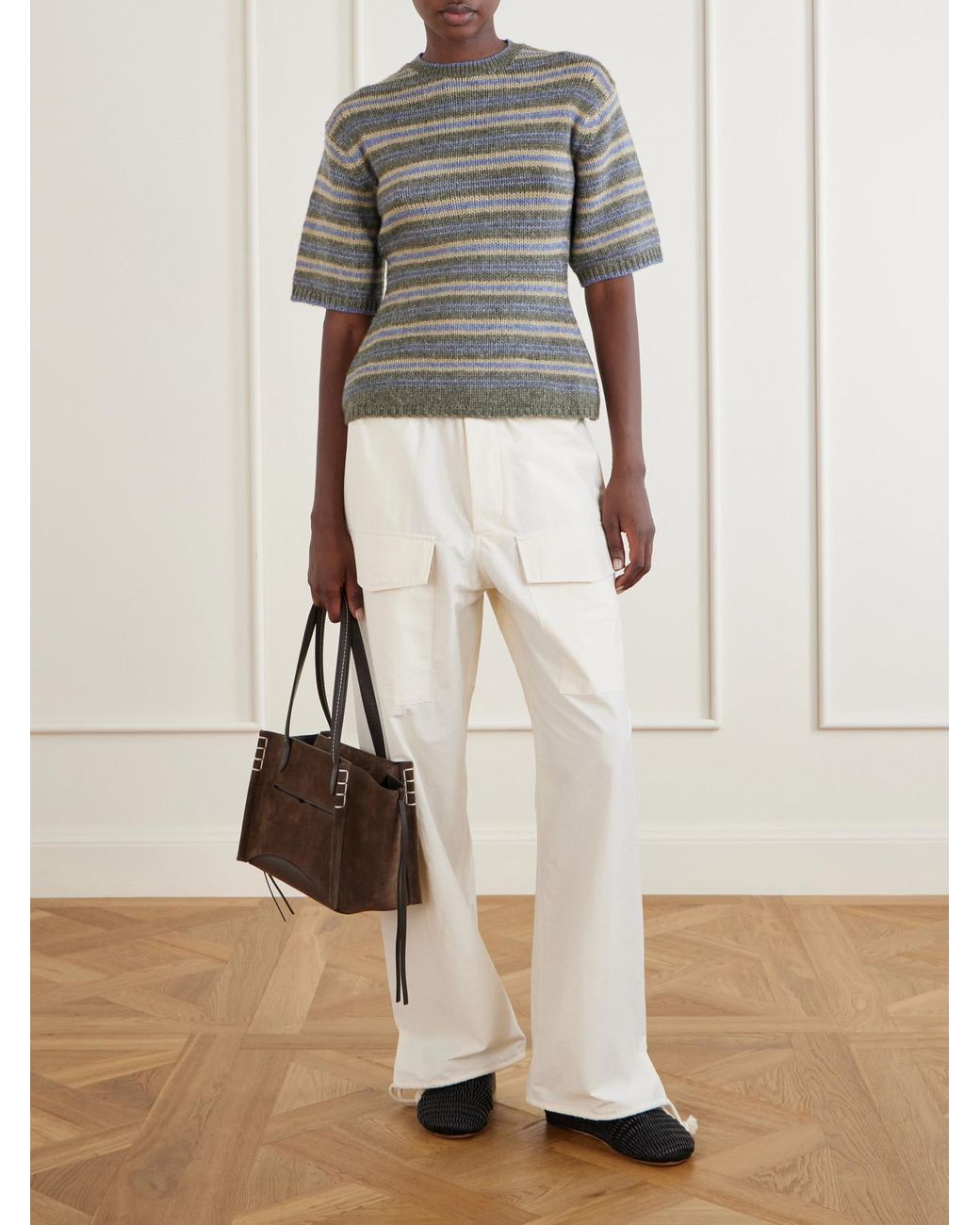 J.W. Anderson Brown Loafer Cabas Leather-Trimmed Suede Tote