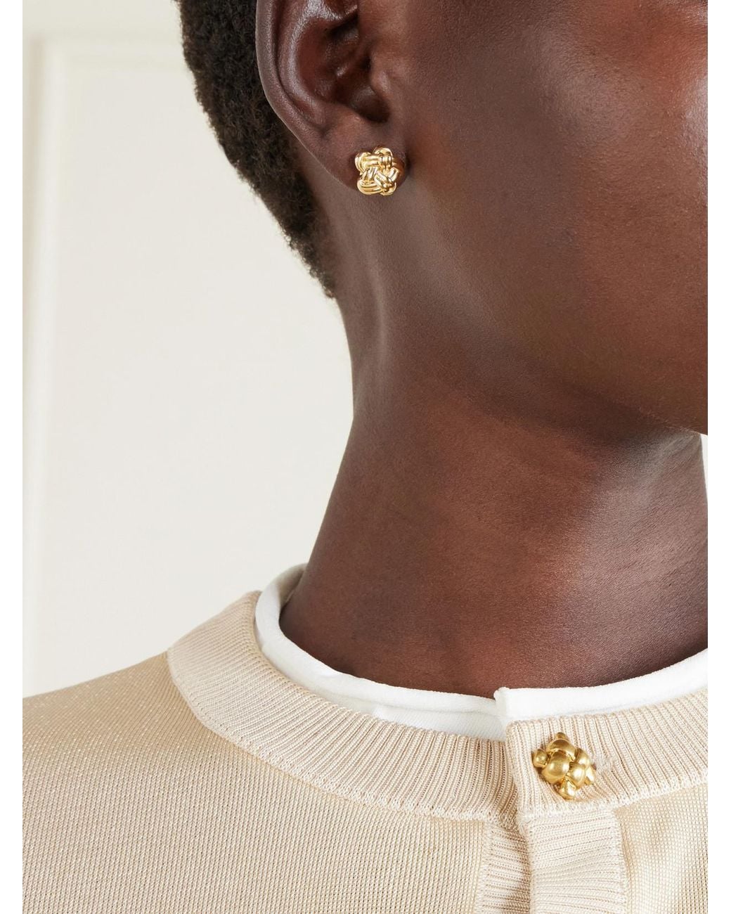 Bottega Veneta Metallic 14-Karat-Plated Sterling Earrings