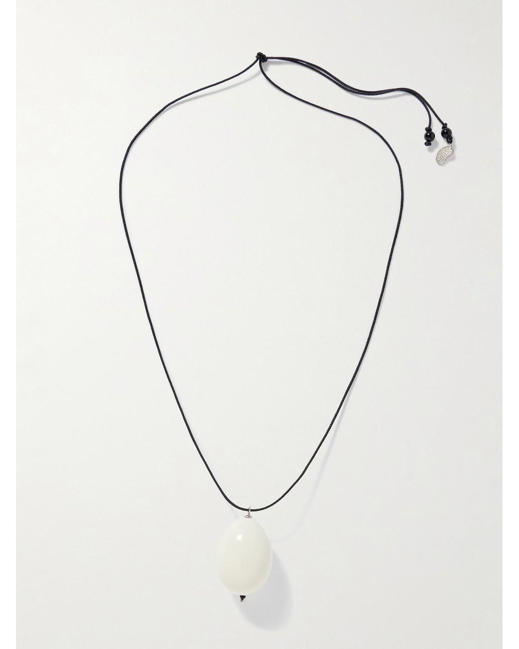 Gohar World White Host Porcelain, And Cord Necklace