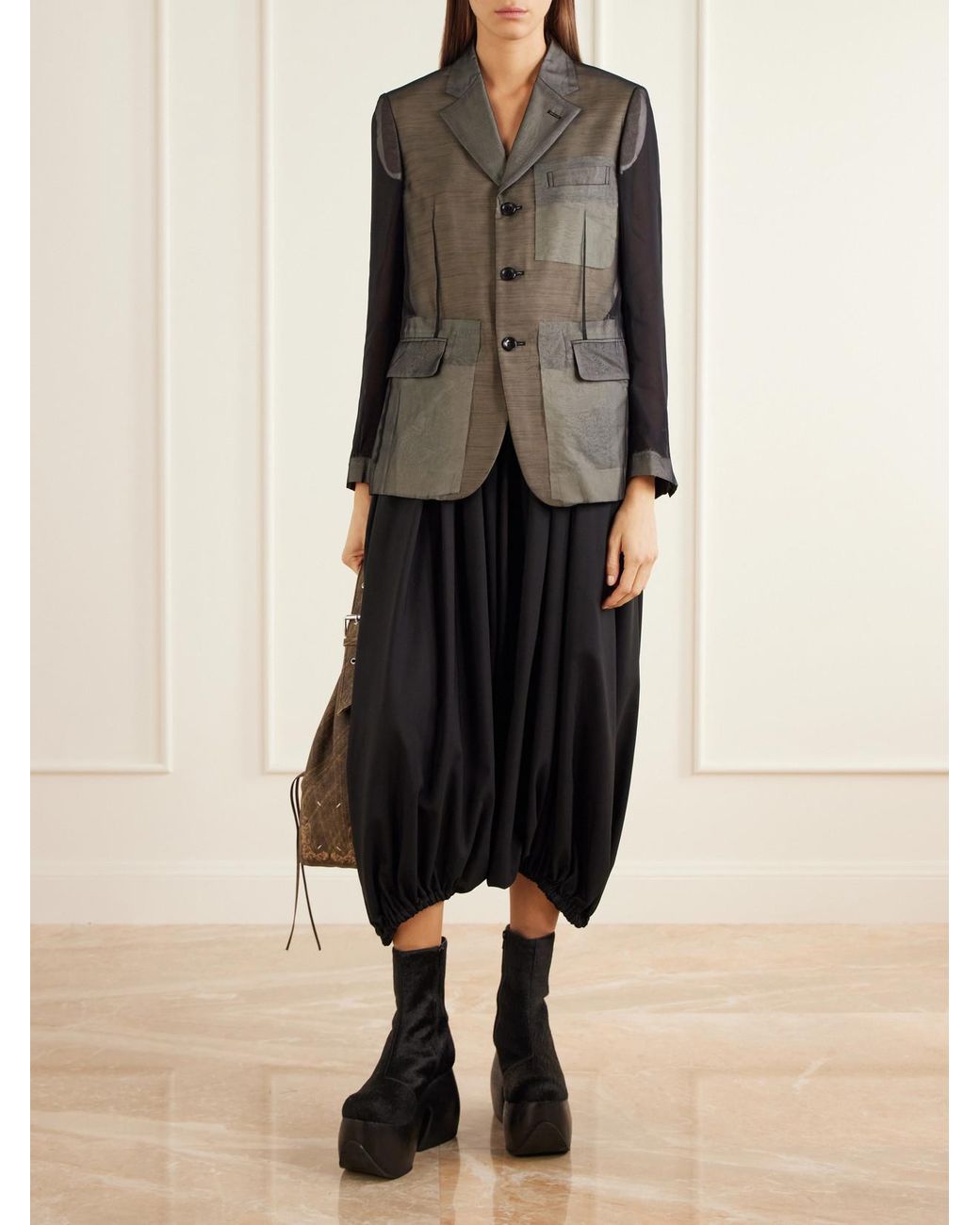 Comme des Garçons Green Sheer Georgette Blazer