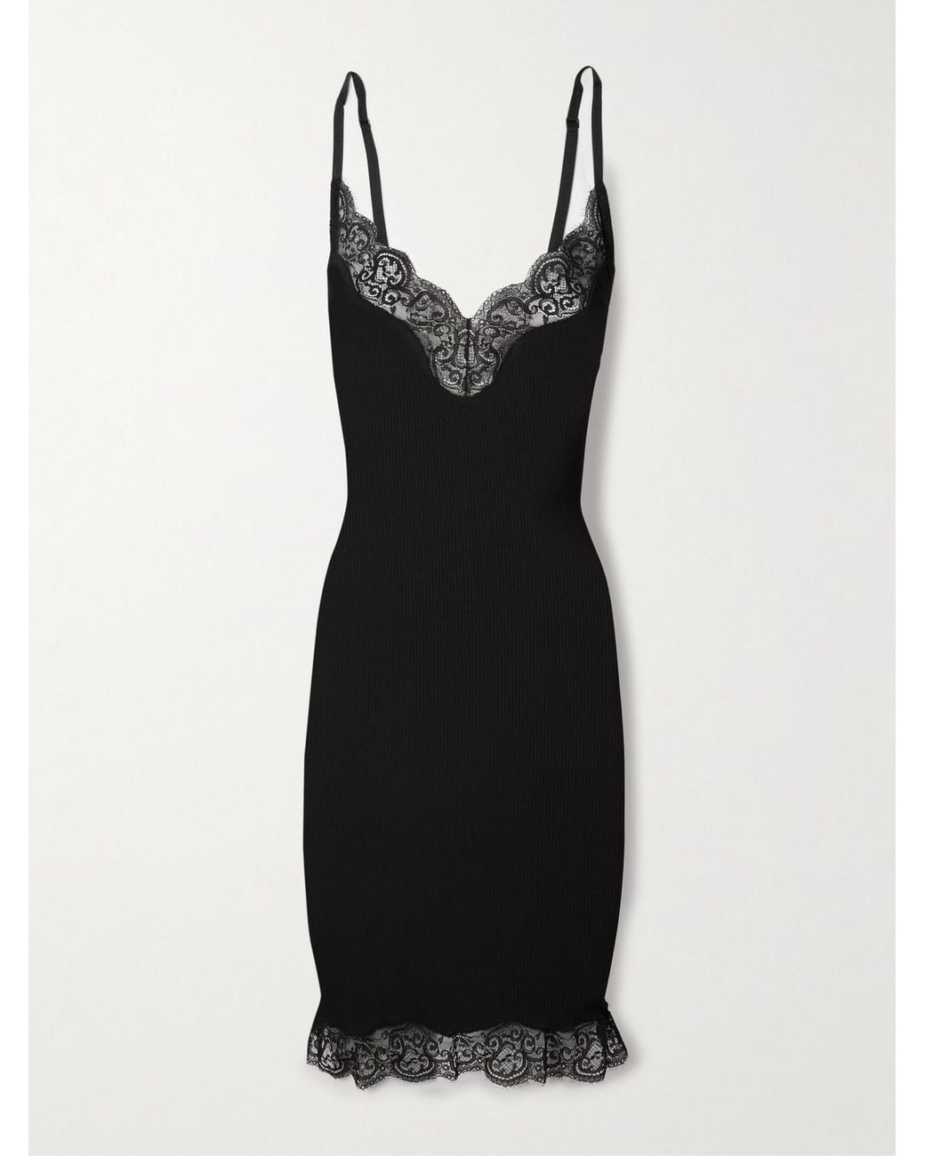 Saint Laurent Black Silk Lace Mini Dress