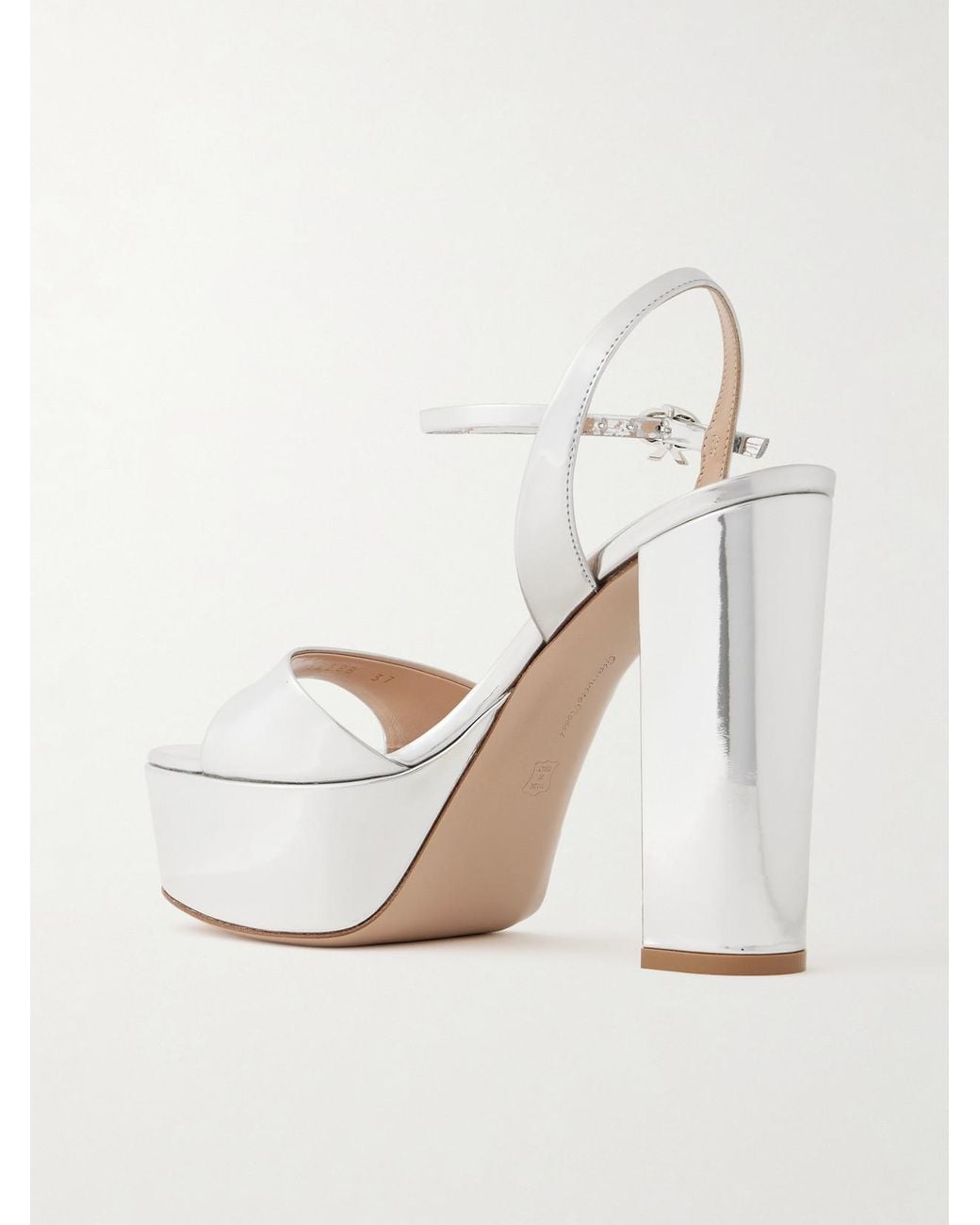 Gianvito Rossi Natural Marlena 85 Mirrored-Leather Platform Sandals