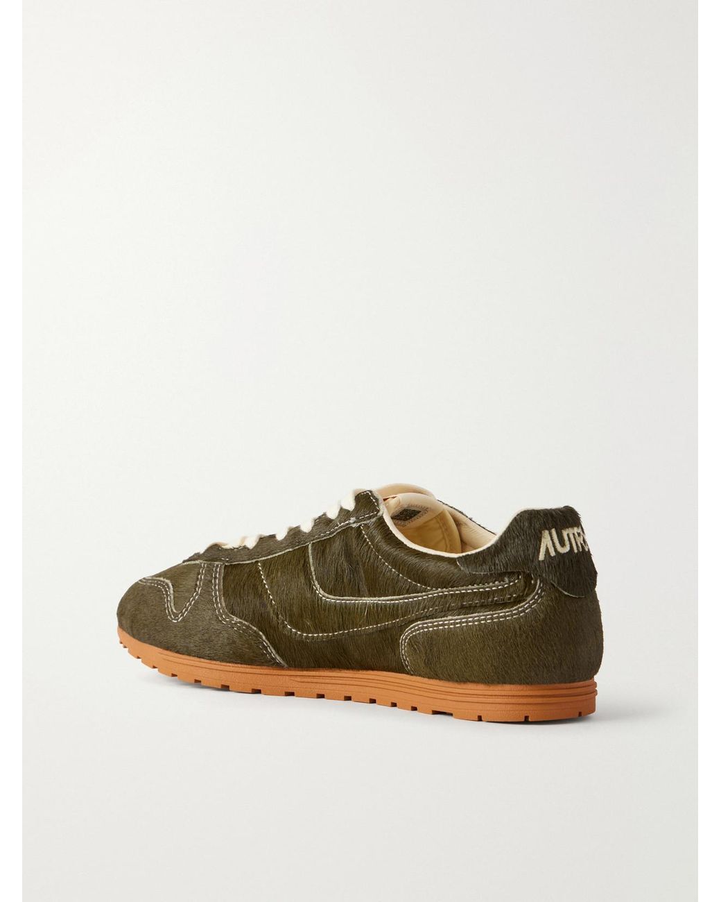 Autry Green Windspin Low Logo-Embroidered Calf Hair Low-Top Sneakers