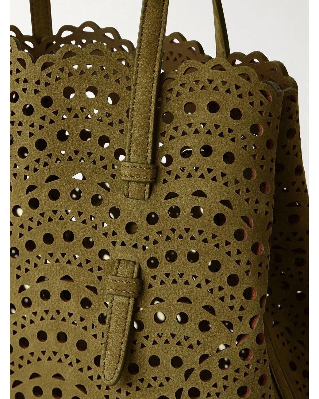 Alaïa Green Mina Cut-Out Suede Tote