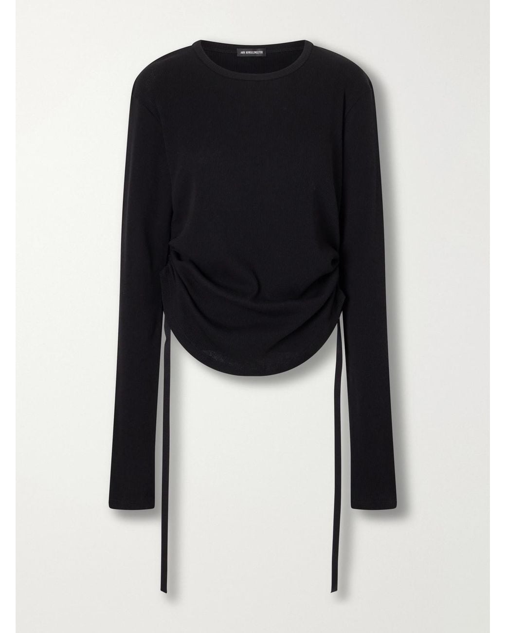Ann Demeulemeester Black Dot Gathered Ribbed Cotton T-Shirt