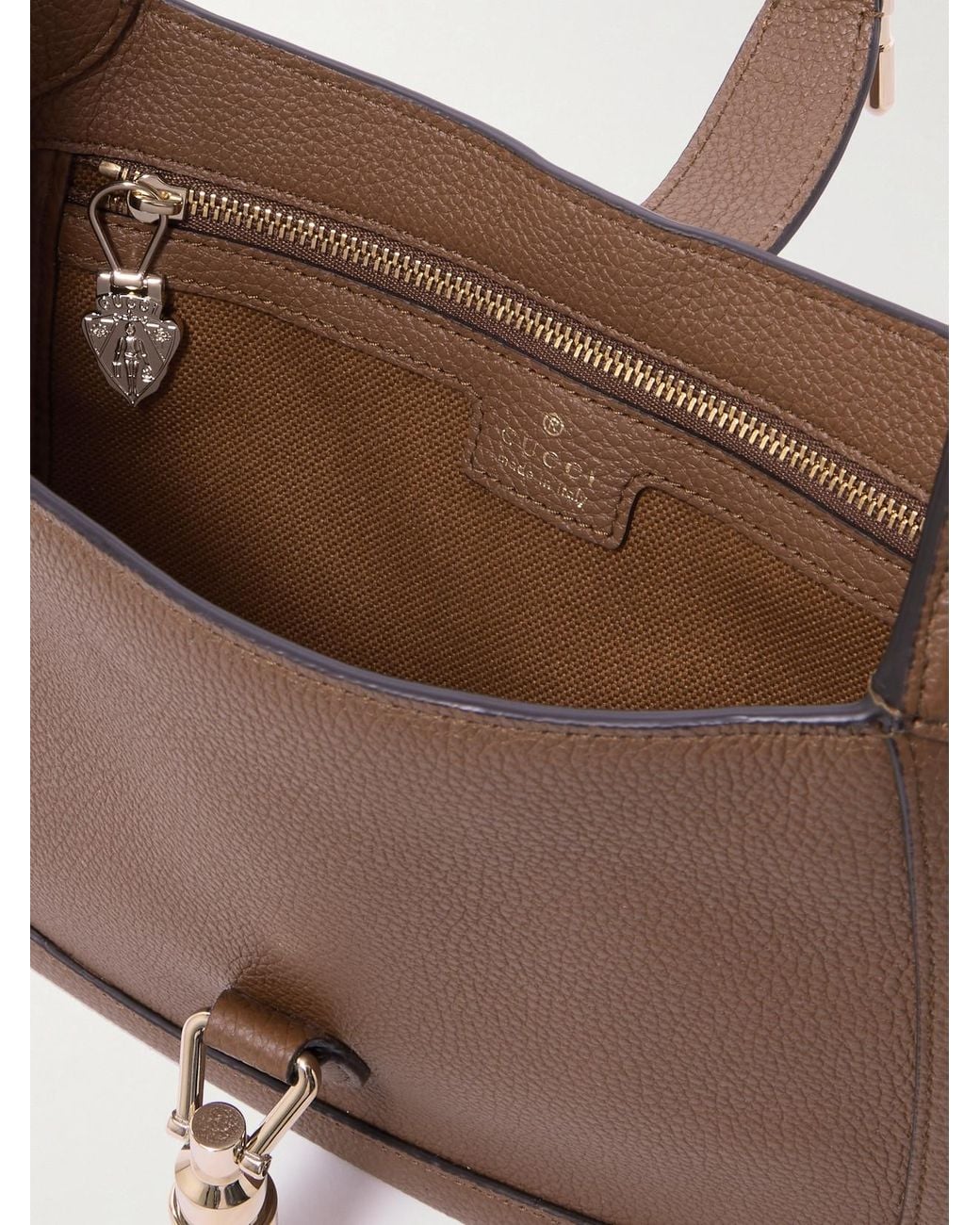 Gucci Brown Jackie 1961 Small Textured-Leather Shoulder Bag