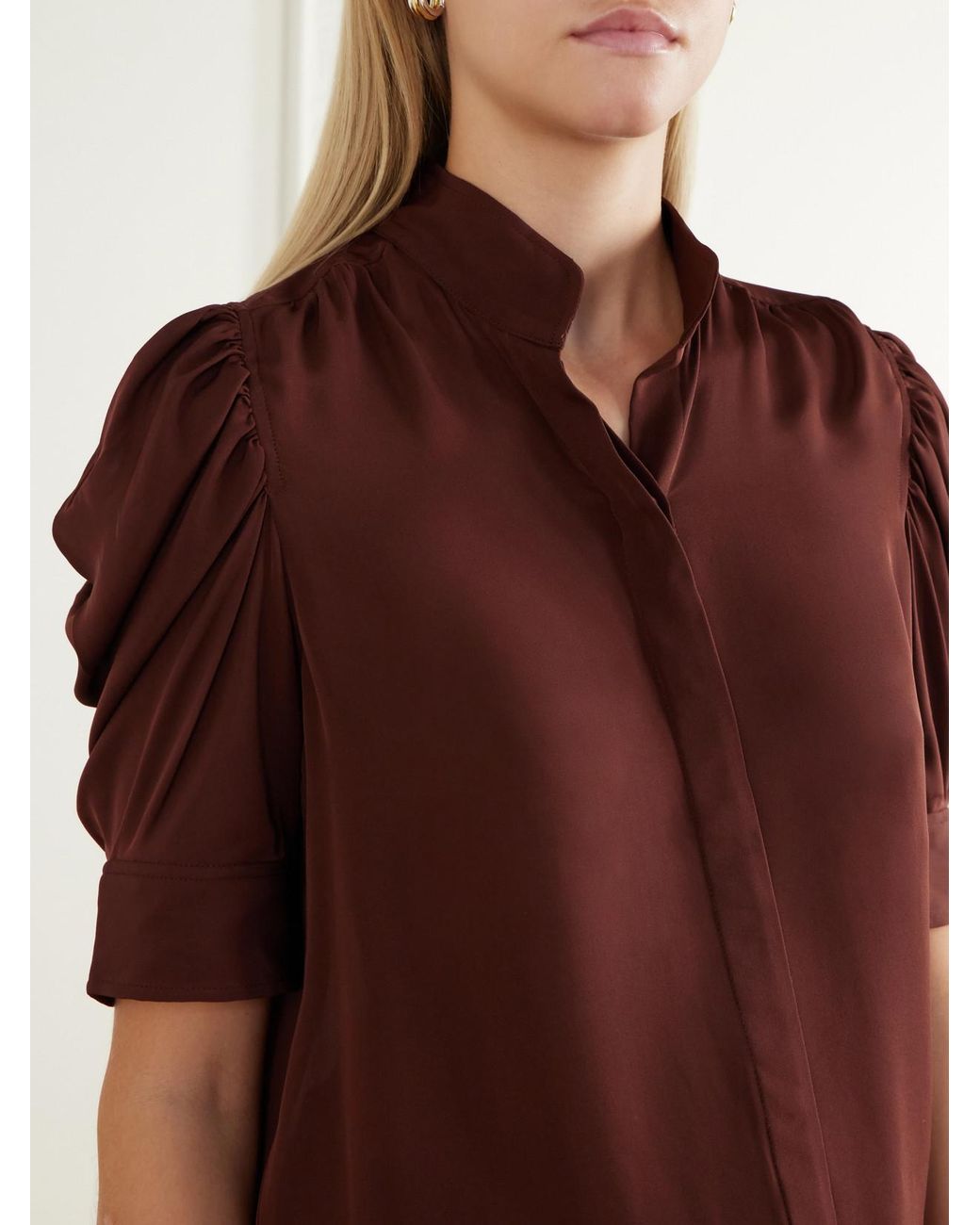 FRAME The Gillian Gathered Silk Blouse