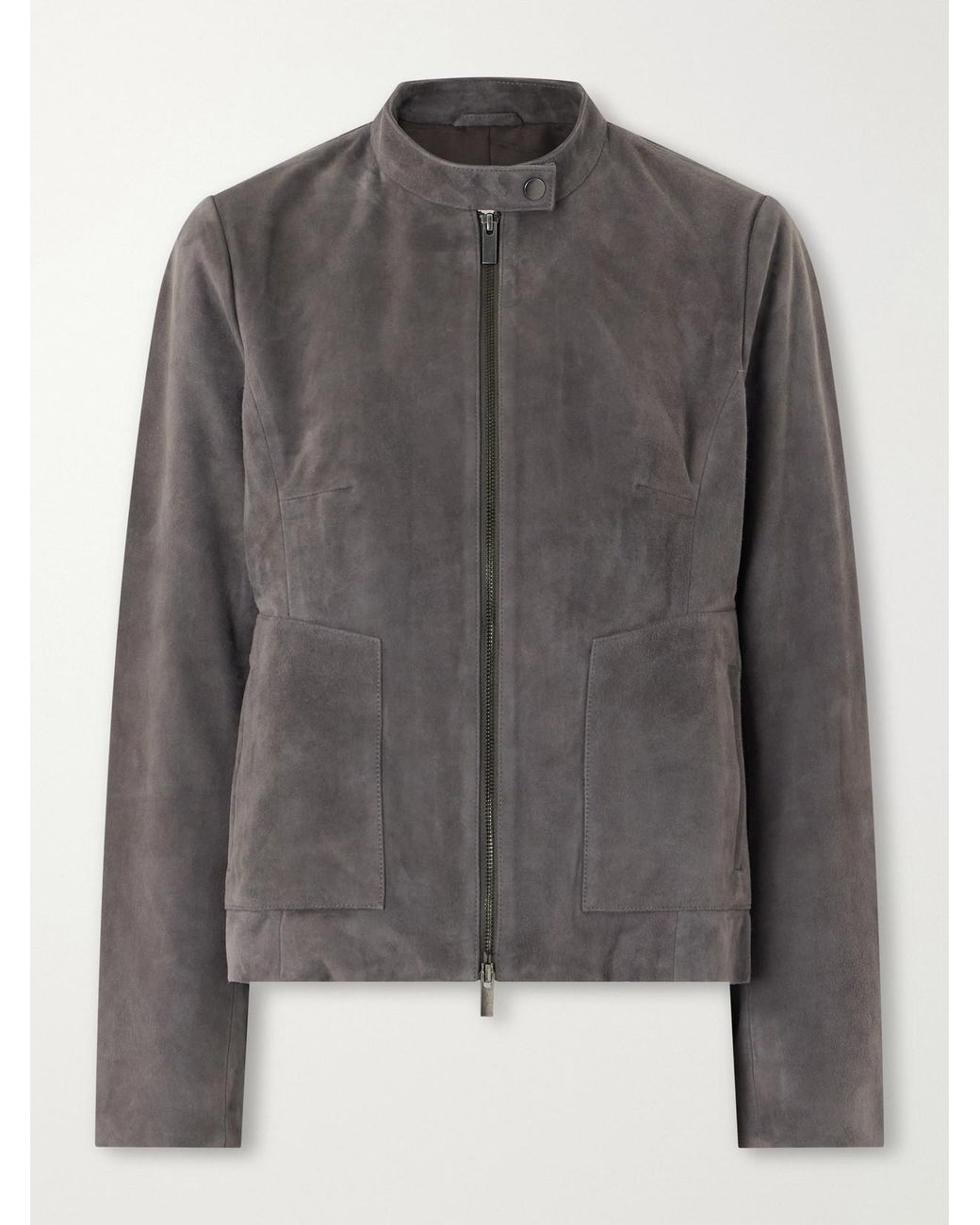 St. Agni Gray Suede Biker Jacket