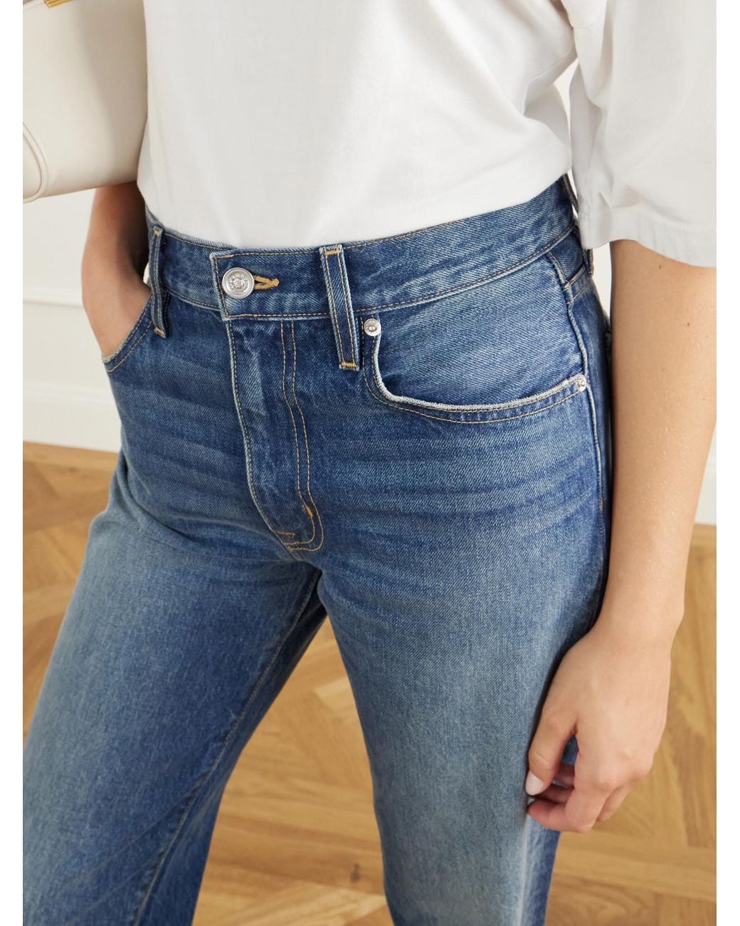 SLVRLAKE Denim Blue Kendra High-Rise Straight-Leg Jeans