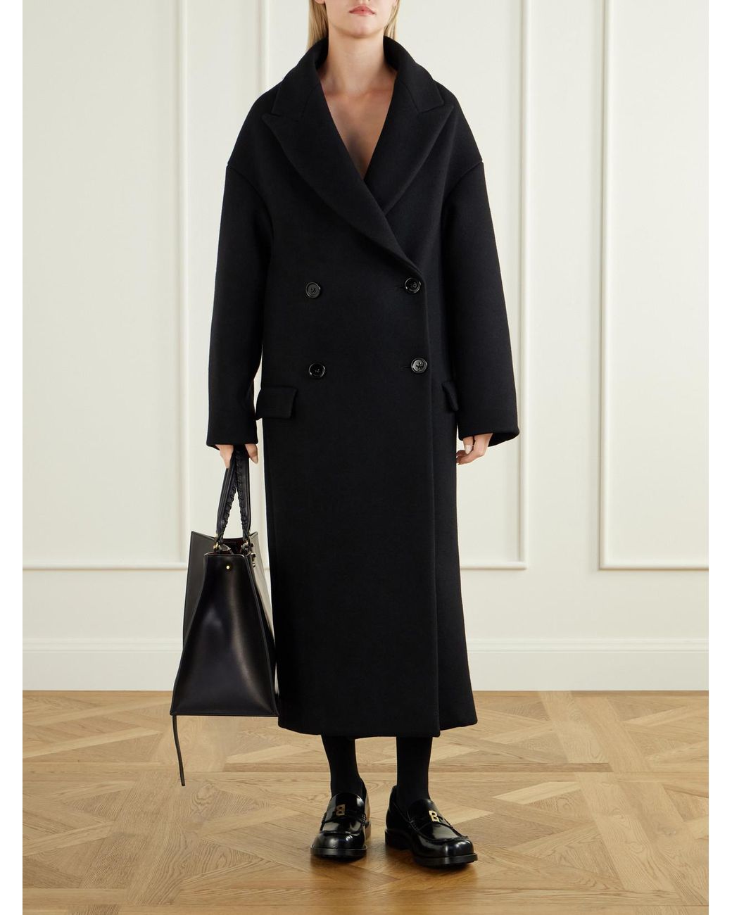 Balenciaga Black Stola Wool Coat