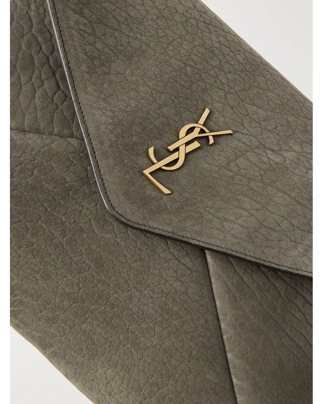 Saint Laurent Multicolor Cassandre Large Textured-Nubuck Clutch