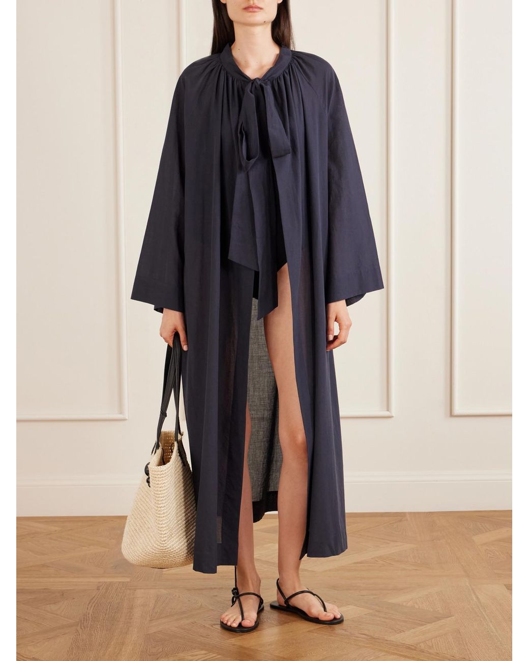 Les Vacances d'Irina Blue Liquid Summer Cotton-Voile Kaftan