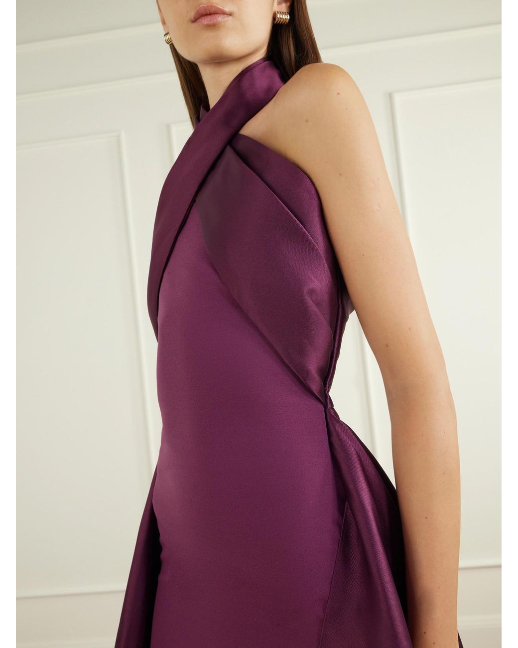 Solace London Purple Rumi Halterneck Crepe Gown