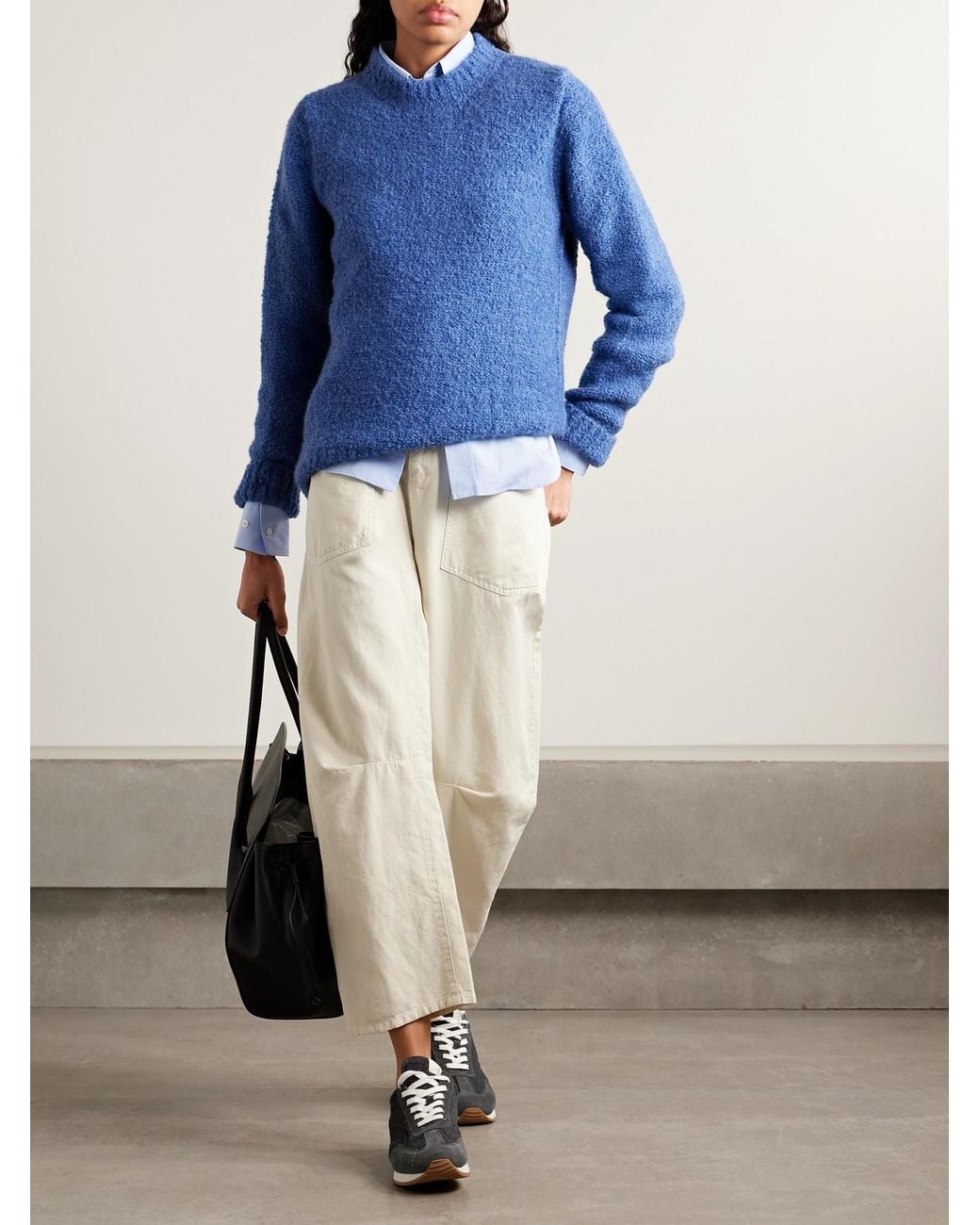 God's True Cashmere Blue Cloud Cashmere-Bouclé Sweater
