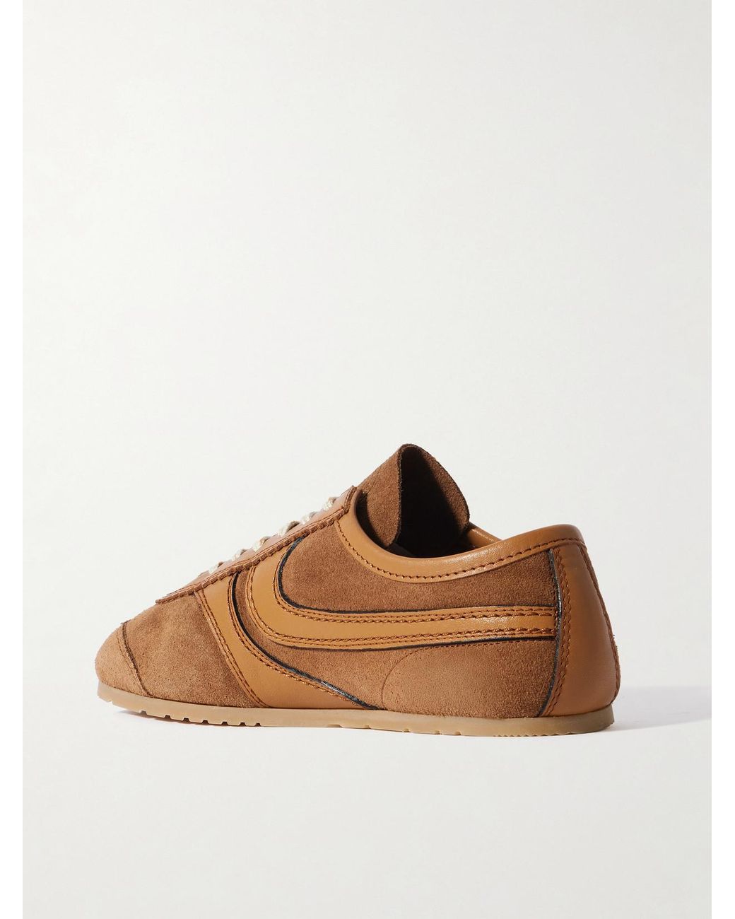 Dries Van Noten Brown Leather-Trimmed Suede Sneakers