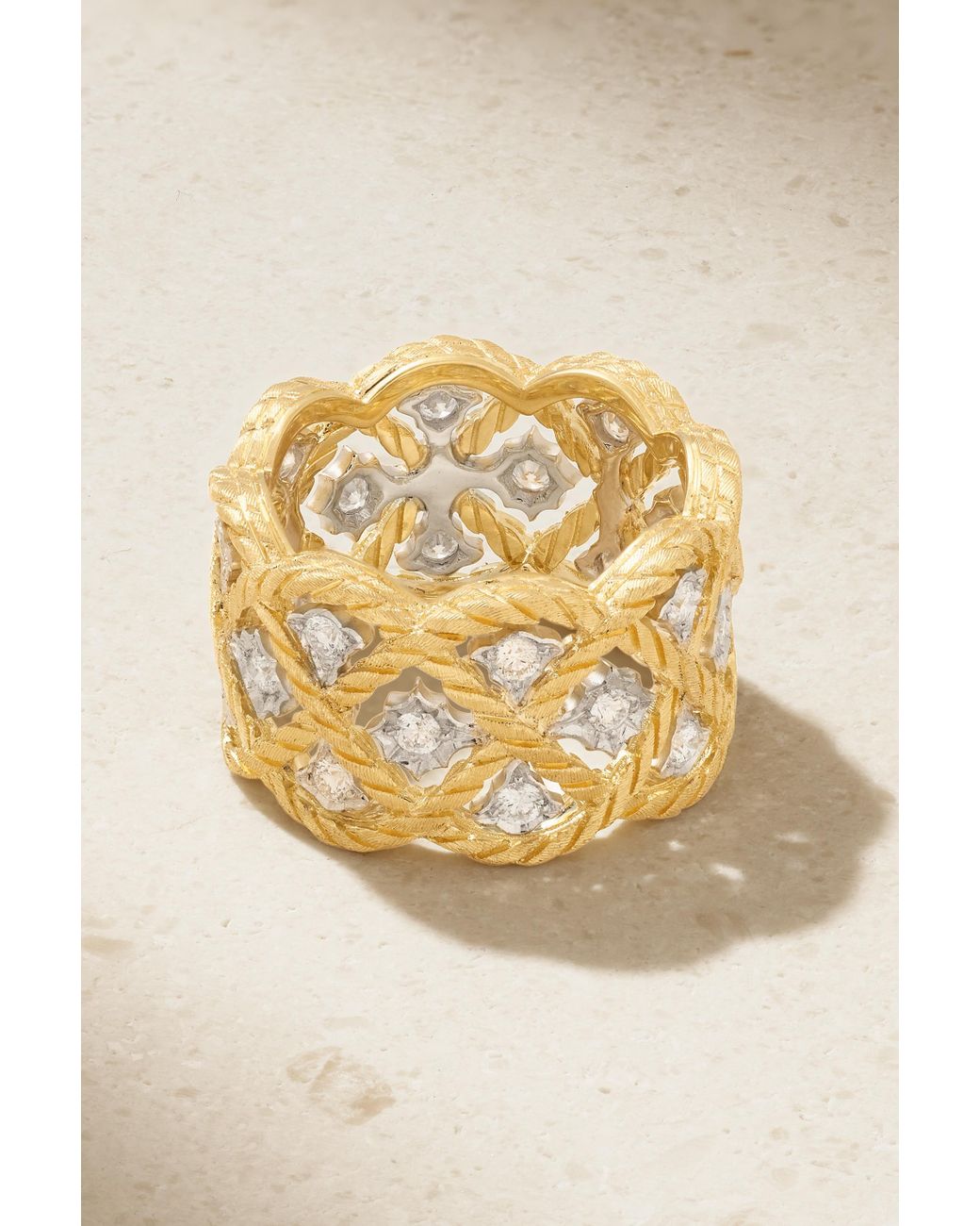 Eternelle Fusi 18-karat white and yellow gold emerald ring