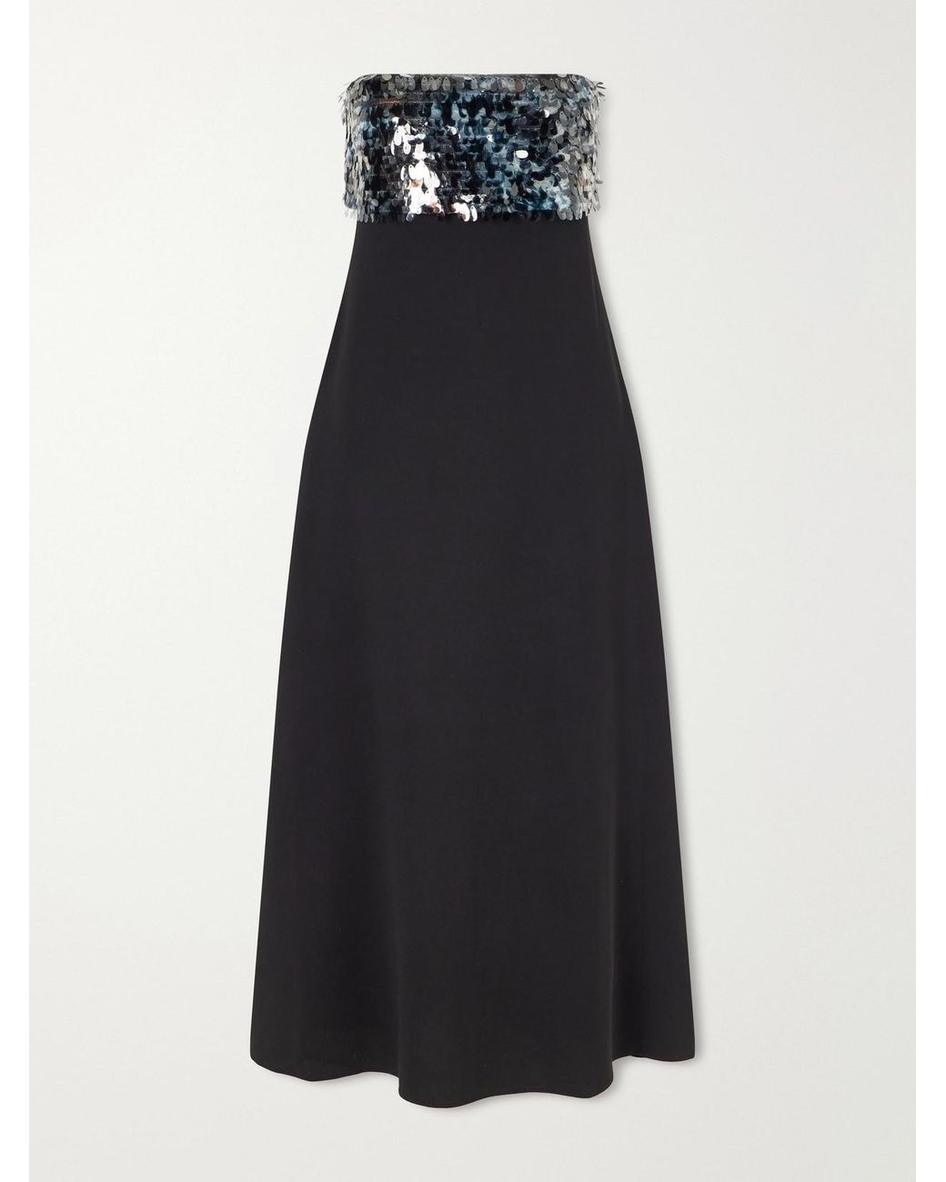 Staud Blue Phoenix Sequin-Embellished Crepe Midi Dress