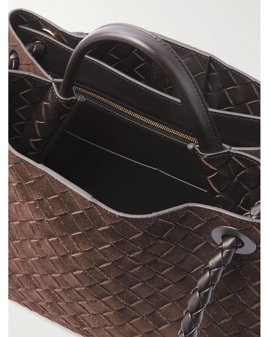 Bottega Veneta Black Andiamo Medium Intrecciato Suede Tote