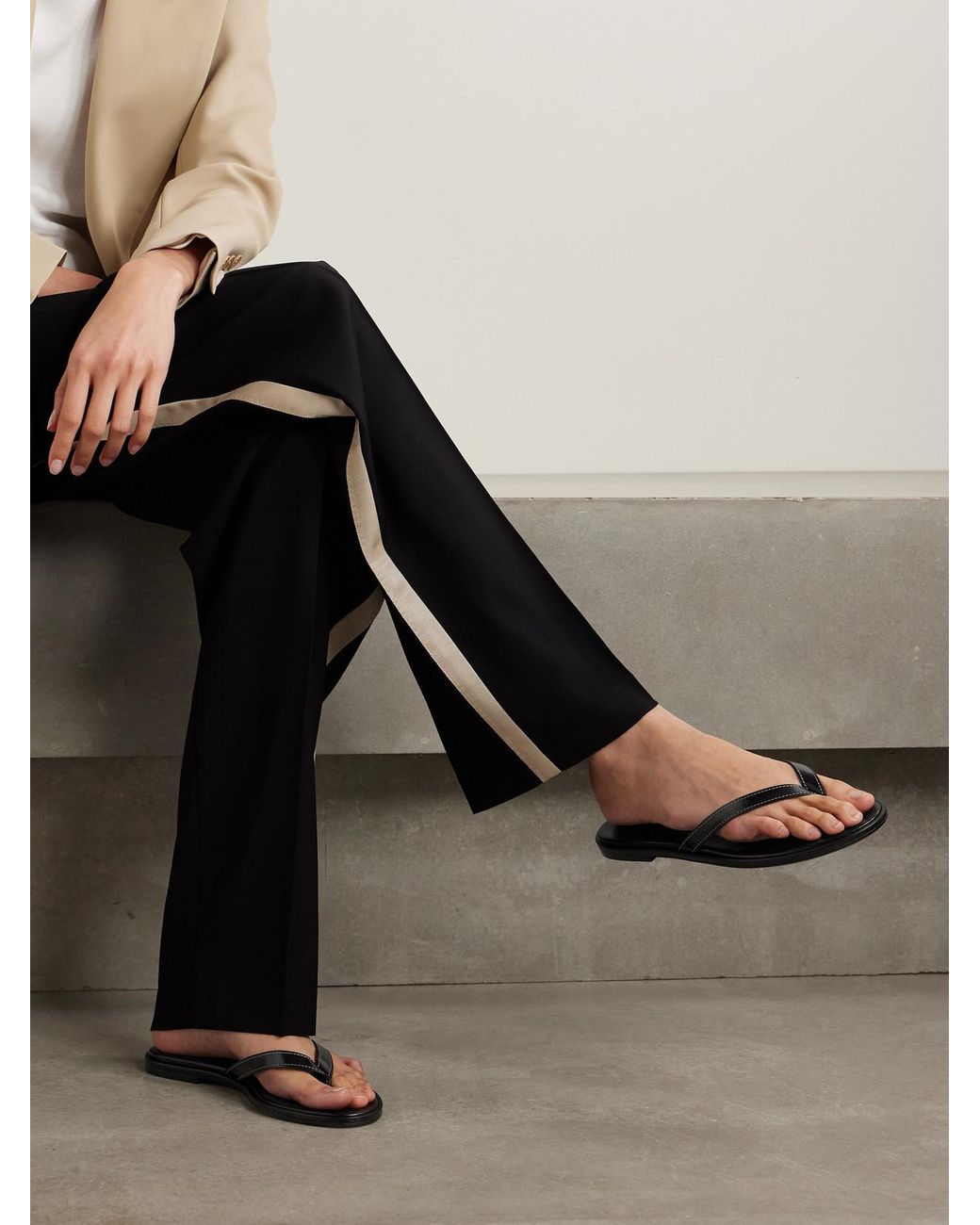 Aeyde White Melody Leather Flip Flops