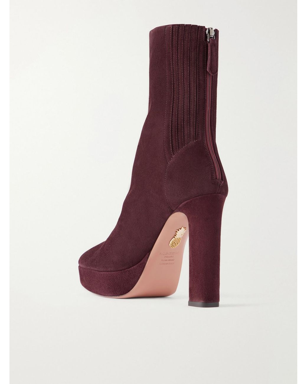 Aquazzura Purple Martine 110 Suede Ankle Boots