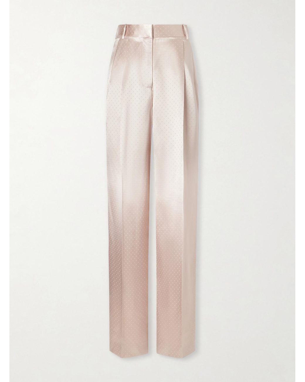 Tom Ford Natural Polka- Dot Satin Straight-Leg Pants