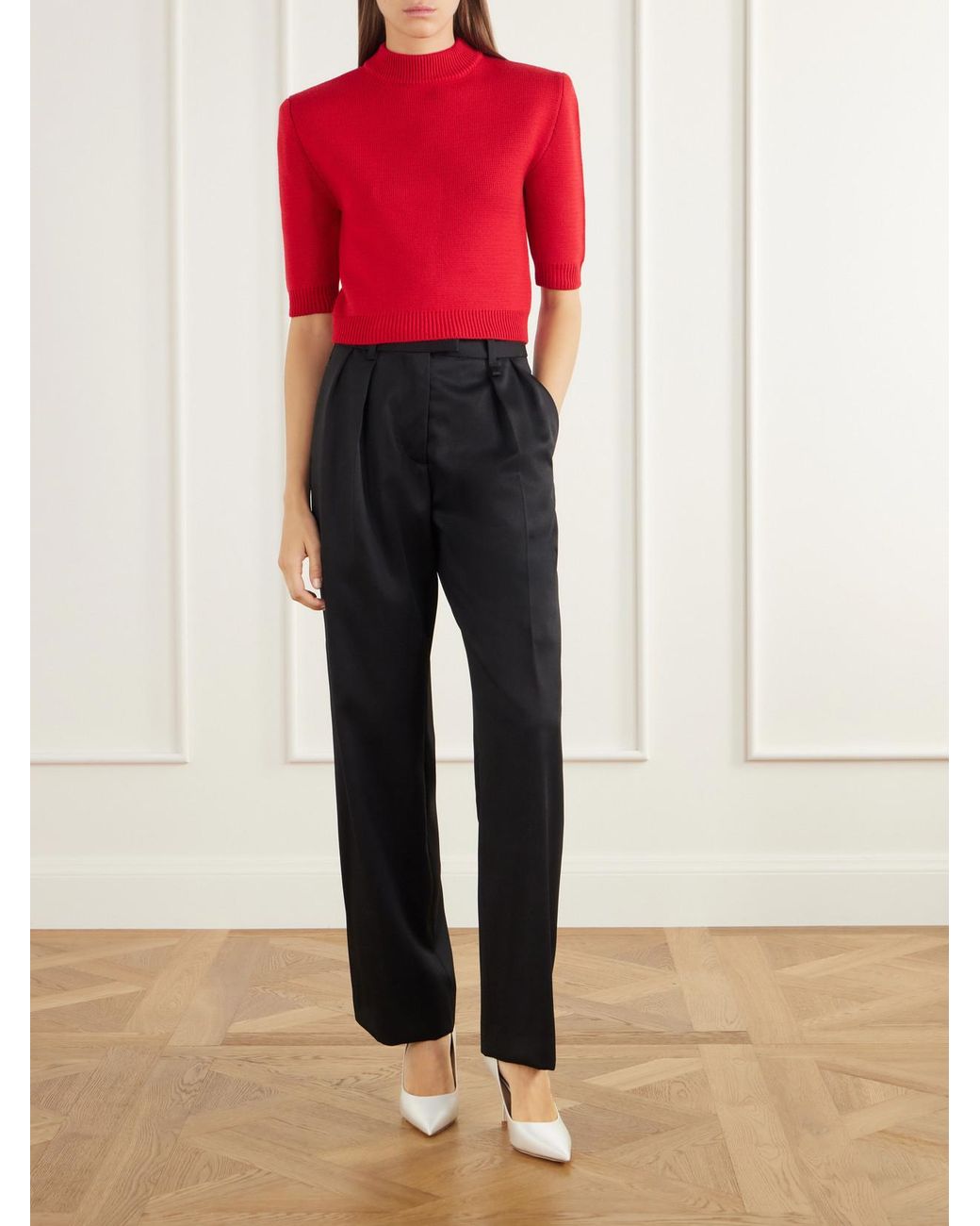 Willy Chavarria Red Chavela Cropped Wool Sweater