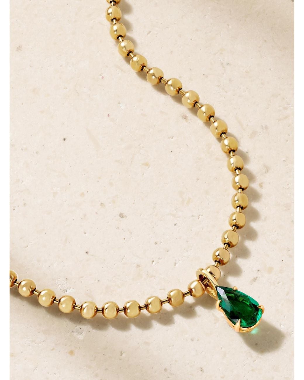 Anita Ko Natural 18-Karat Emerald Beaded Necklace