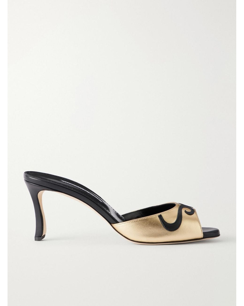 Manolo Blahnik Natural Pintonamu 70 Metallic Leather Sandals