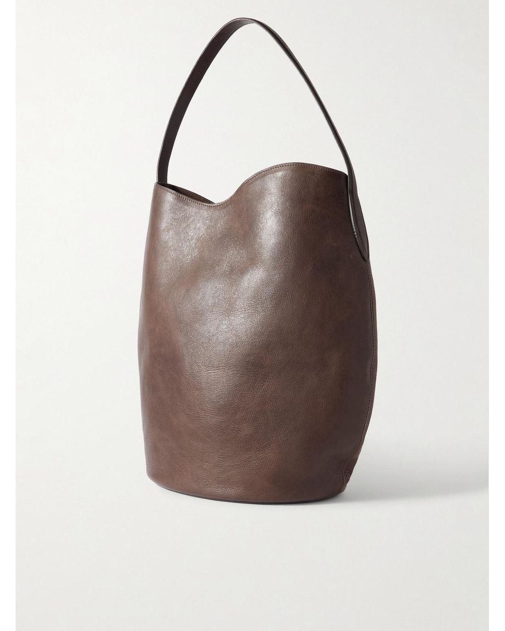 Liffner Brown Buckled Leather Bucket Bag
