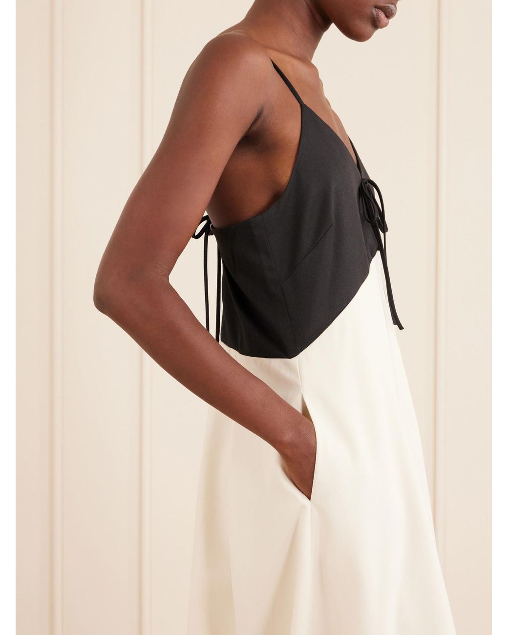 Sea White Angelina Two-Tone Twill Maxi Dress