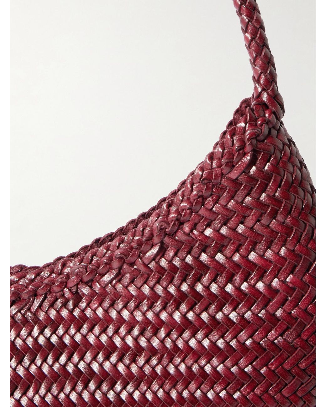 Dragon Diffusion Nova Luna Woven Leather Shoulder Bag in Red | Lyst