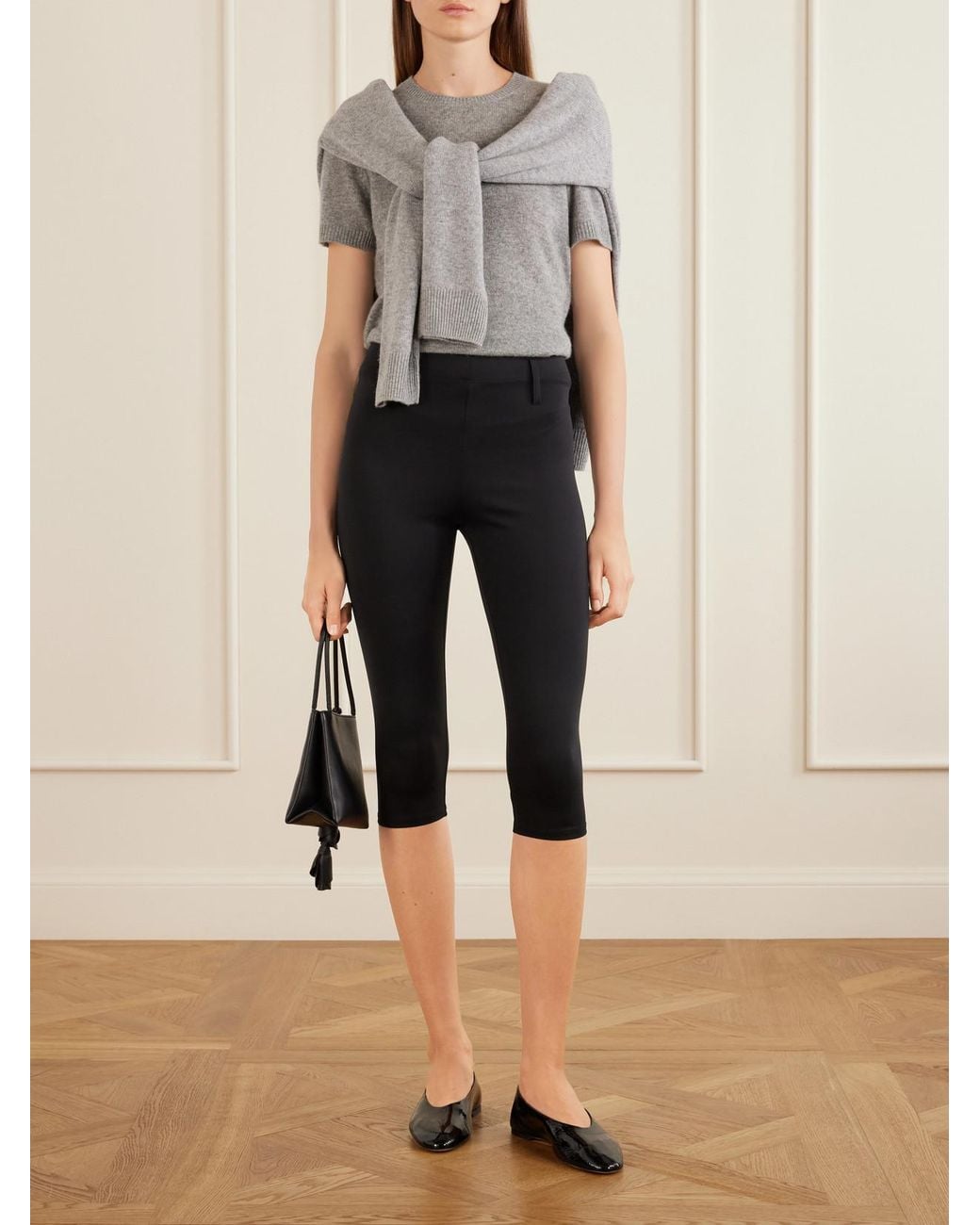 Maria McManus Black Stretch-Knit Capri Leggings
