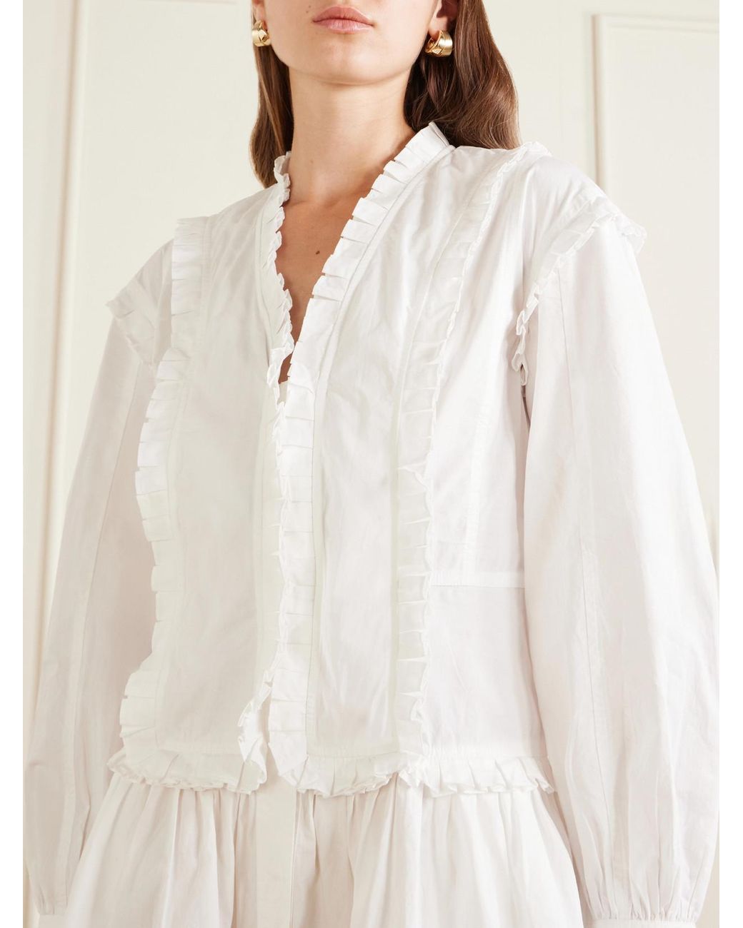 Ulla Johnson White Beatrix Ruffled Cotton Mini Dress