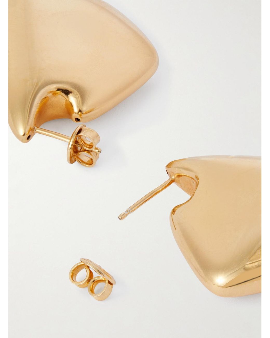 Bottega Veneta Natural Tone Hoop Earrings