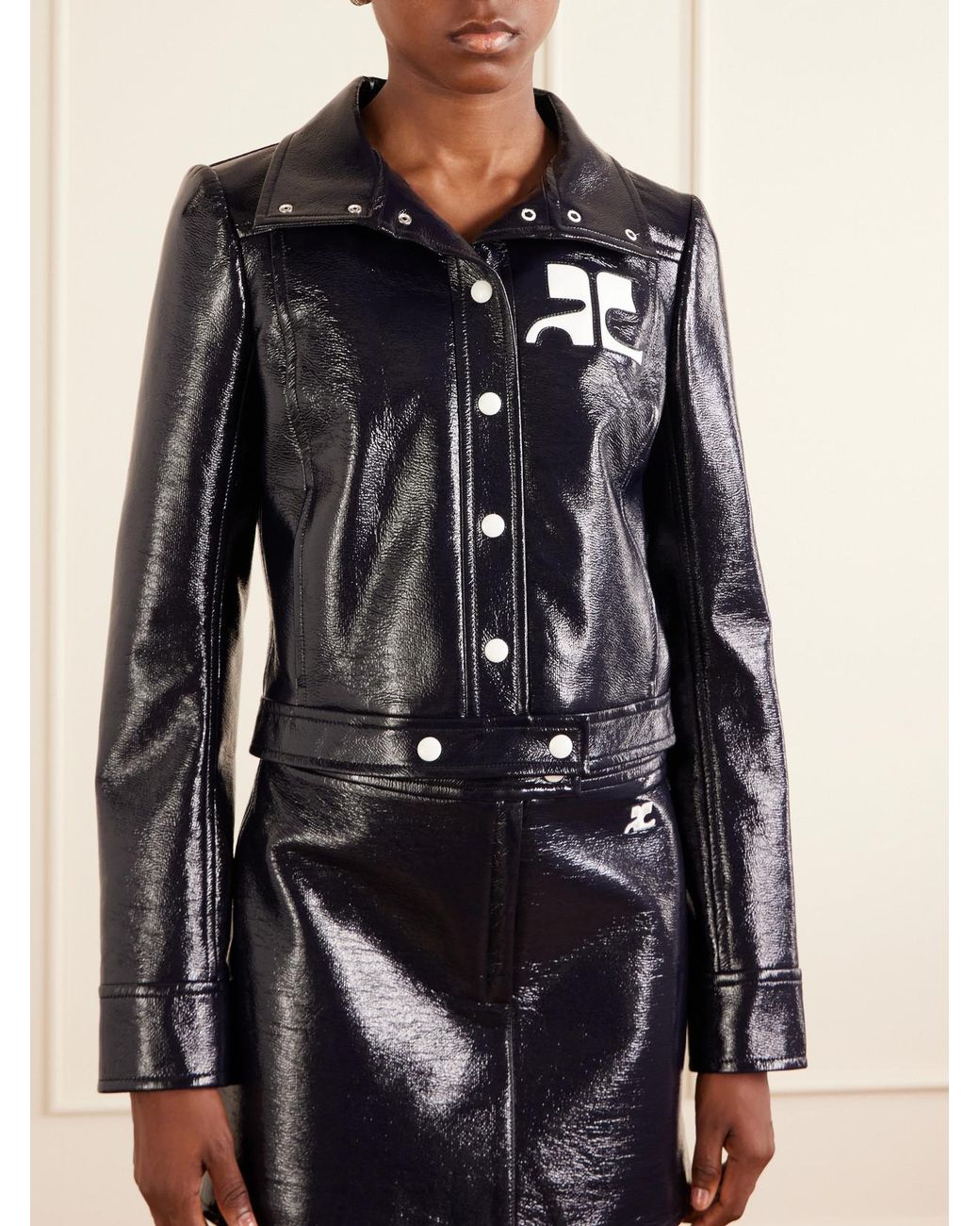 Courreges Blue Reedition Coated Cotton-Blend Jacket