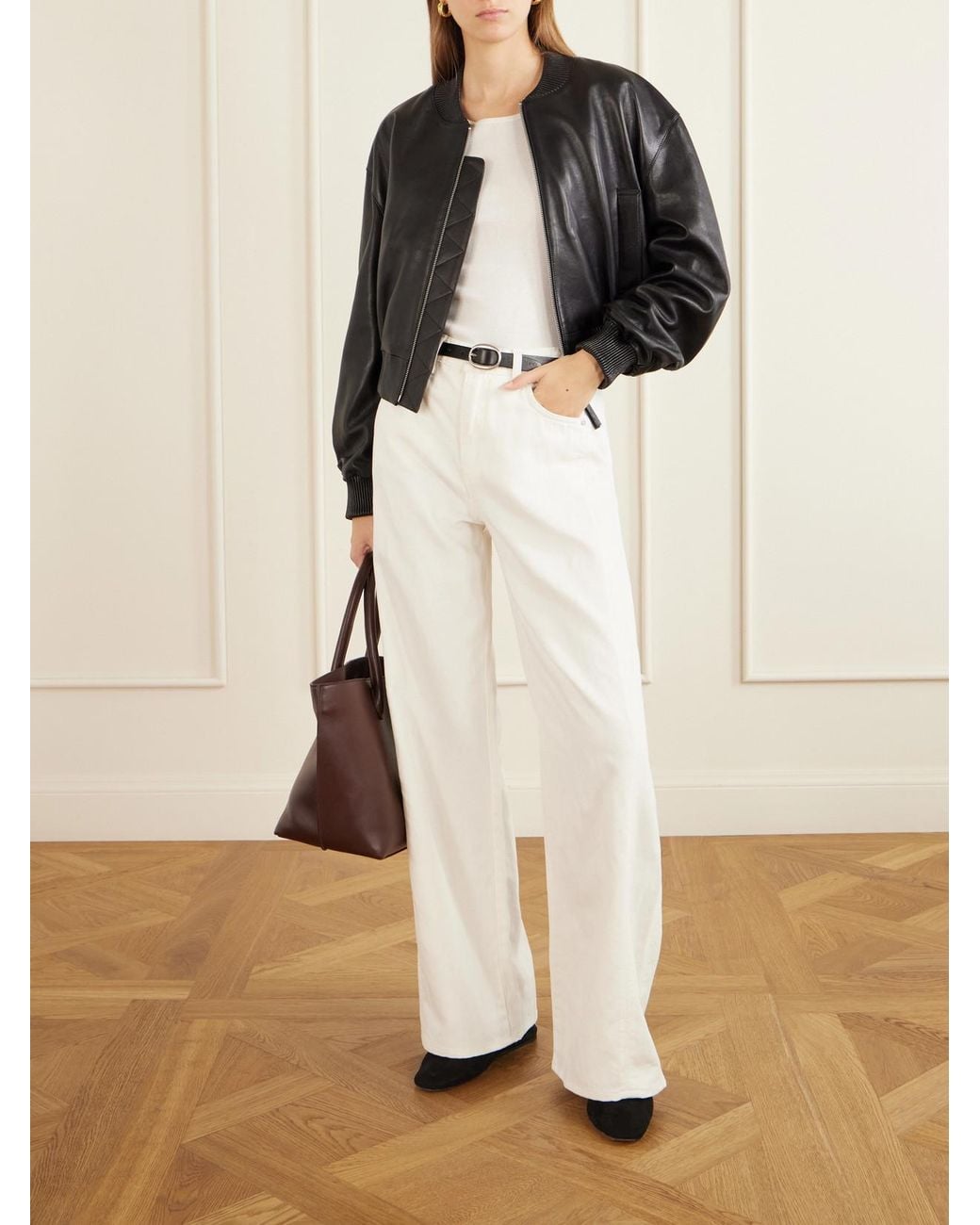 Arma Black Hannan Leather Bomber Jacket