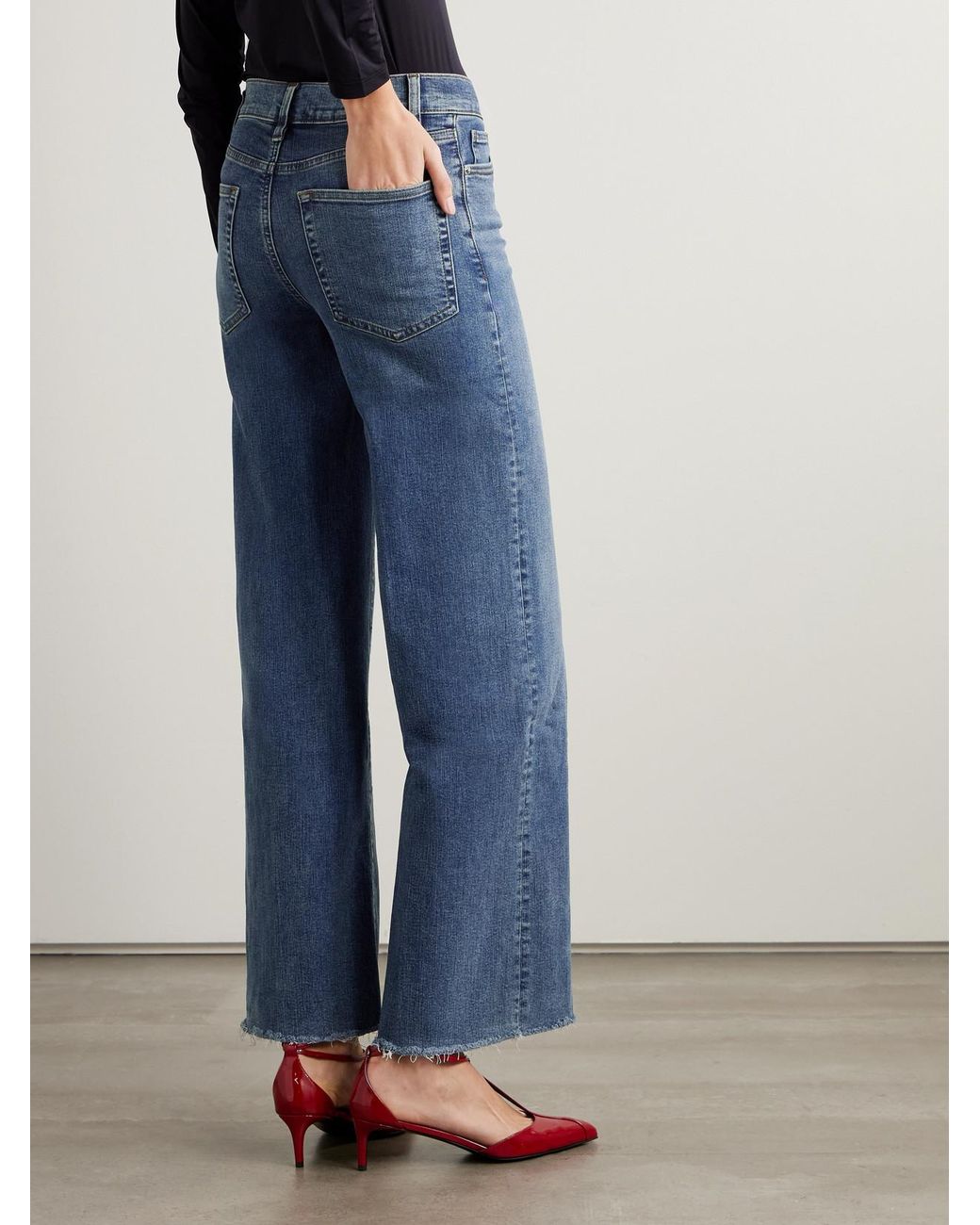 FRAME Blue Le Slim Palazzo High-Rise Wide-Leg Jeans