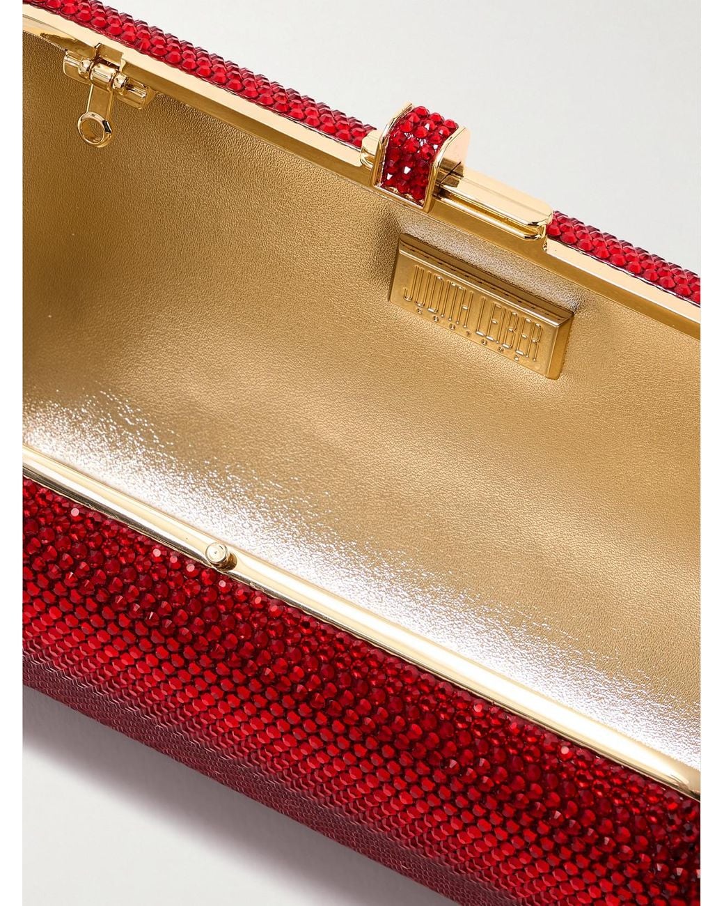 Judith Leiber Red Long Slide Crystal-Embellished-Tone Clutch