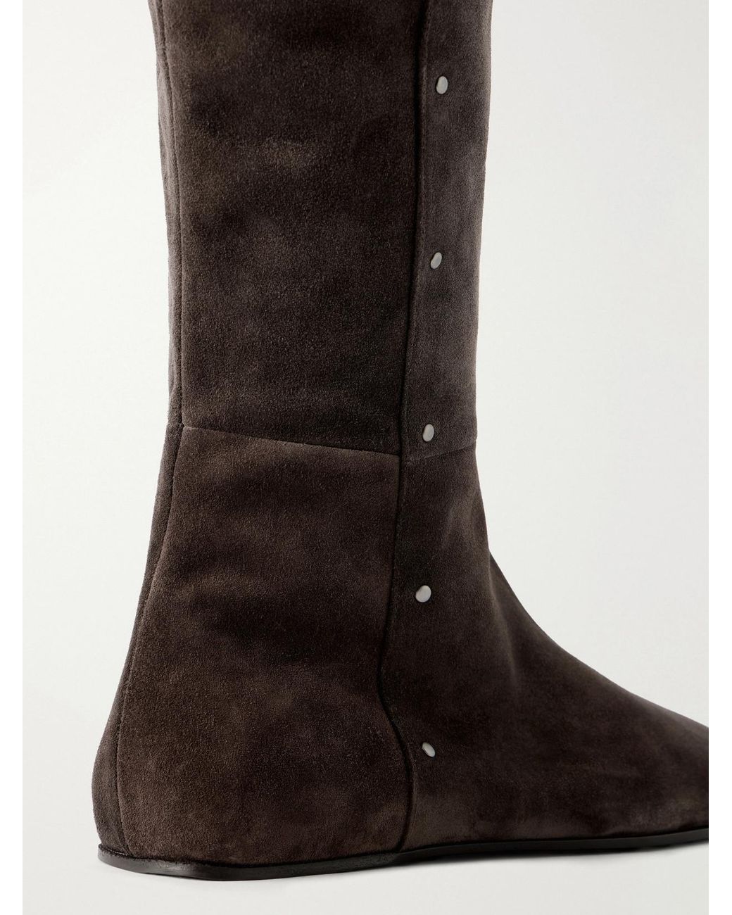 Max Mara Black Maspietra Studded Paneled Suede Over-The-Knee Boots