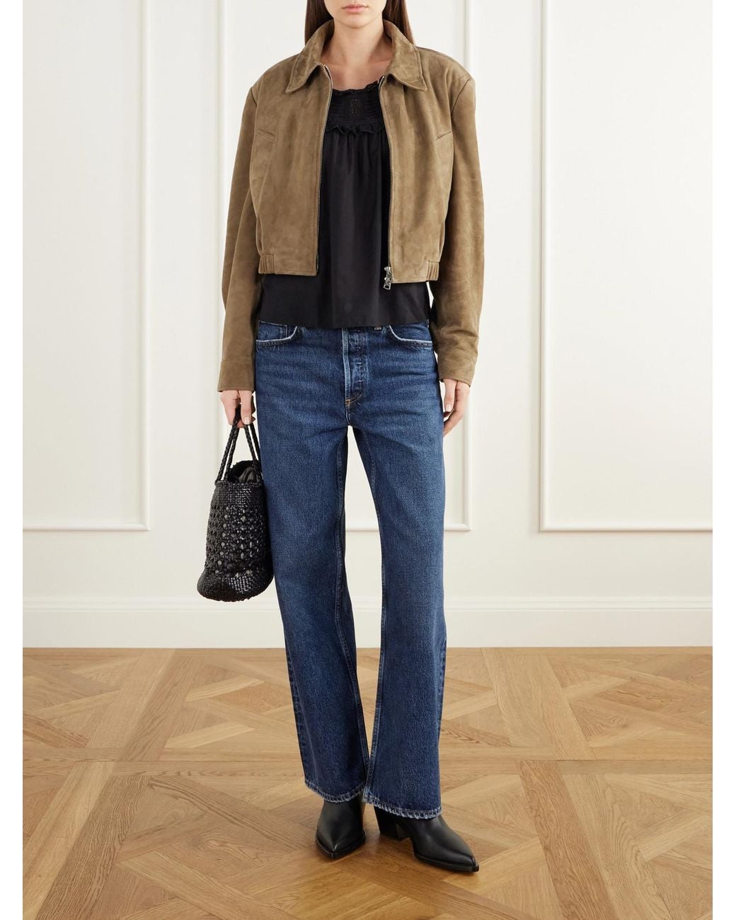 Agolde Blue Arc Mid-Rise Wide-Leg Jeans