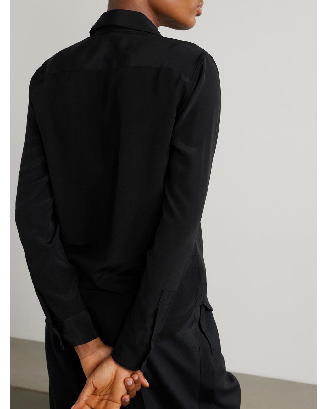 Nili Lotan Black Gaia Silk-Crepe De Chine Shirt