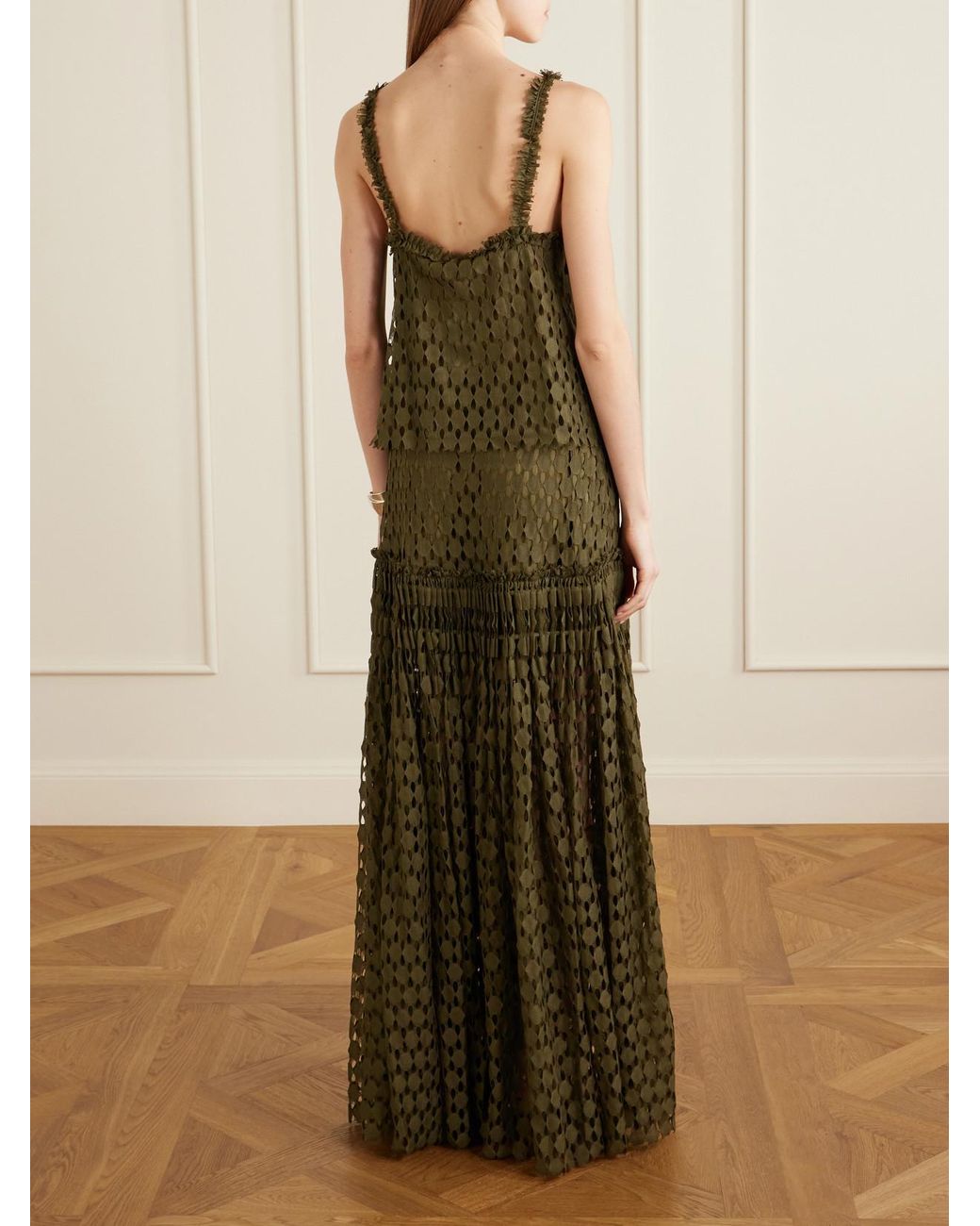 Ulla Johnson Green Francoise Cotton-Blend Lace Top
